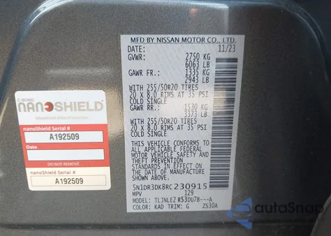 2024 Nissan Pathfinder Platinum 4Wd from USA, damaged, VIN 5N1DR3DK8RC230915